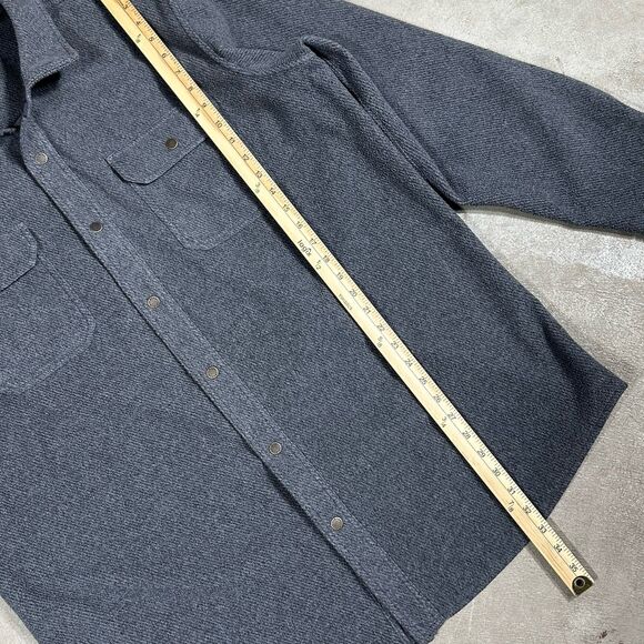 LL Bean Mens XL Tall Gray Allagash Overshirt Snap Shacket Jacket Elbow Patches - Picture 8 of 10